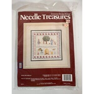 Cross Stitch Needle Treasures Counter Honey Bee Sampler #02612 Made In USA New